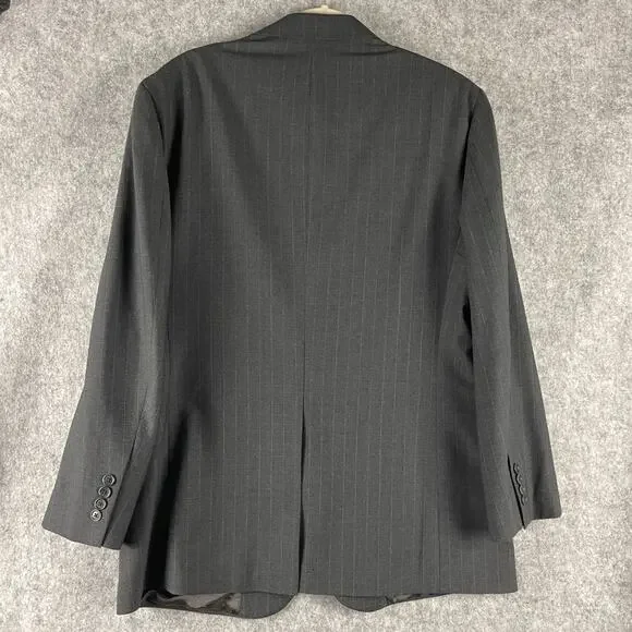 Brooks Brothers 346 Stretch Wool 2 Piece Suit Gray Striped Blazer 44R Pant 35x31